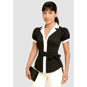 Midnight Monochrome Corset Shirt US 2 EU Black White NWT